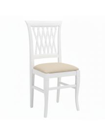 Sedia legno bianca classica imbottita stoffa  44x46x96