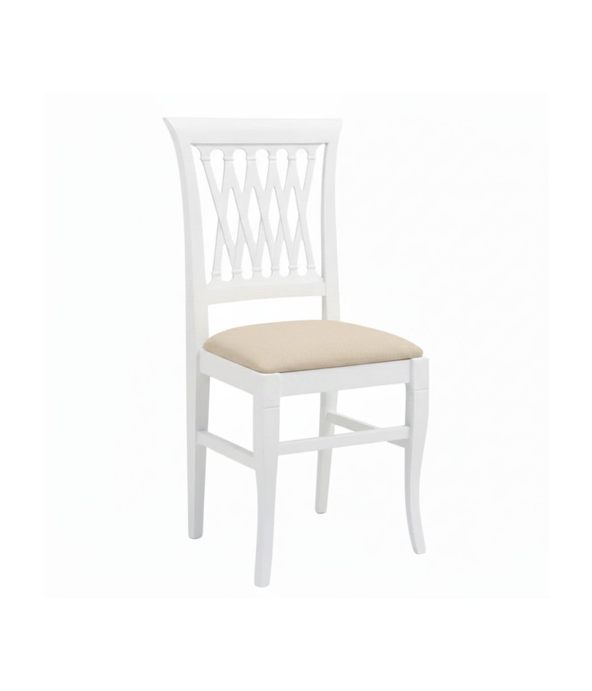 Sedia legno bianca classica imbottita stoffa  44x46x96