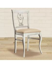 Sedia classica imbottita tessuto mongolfiera shabby bianco 46x45x93