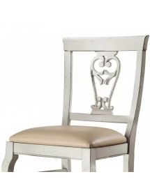 Sedia classica imbottita tessuto mongolfiera shabby bianco 46x45x93