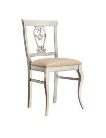 Sedia classica imbottita tessuto mongolfiera shabby bianco 46x45x93