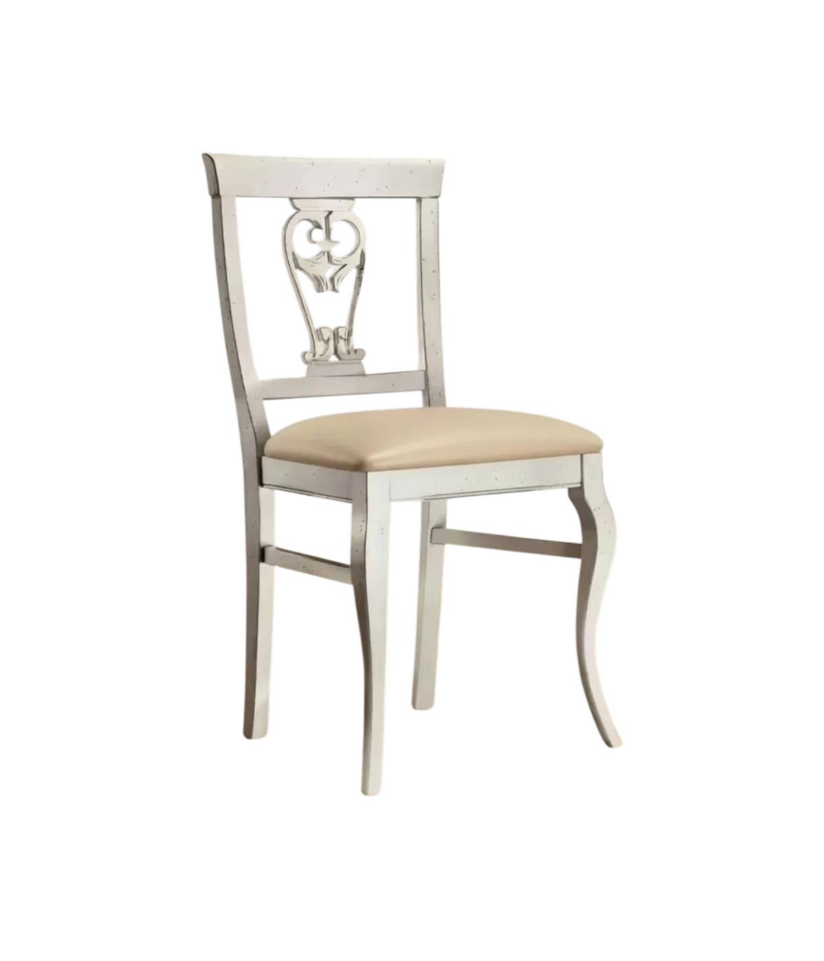 Sedia classica imbottita tessuto mongolfiera shabby bianco 46x45x93