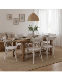 Set 2 sedie in legno bianco effetto shabby