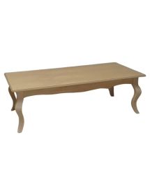 MOBILI 2G - Tavolino rettangolare Legno massello grezzo 120x60x38 vista frontale