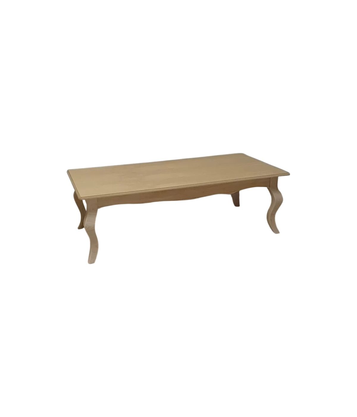 MOBILI 2G - Tavolino rettangolare Legno massello grezzo 120x60x38 vista frontale