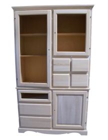 MOBILI 2G -  DISPENSA IN LEGNO 7 CASSETTI 3 PORTE GREZZO L.120 P.52 H.220