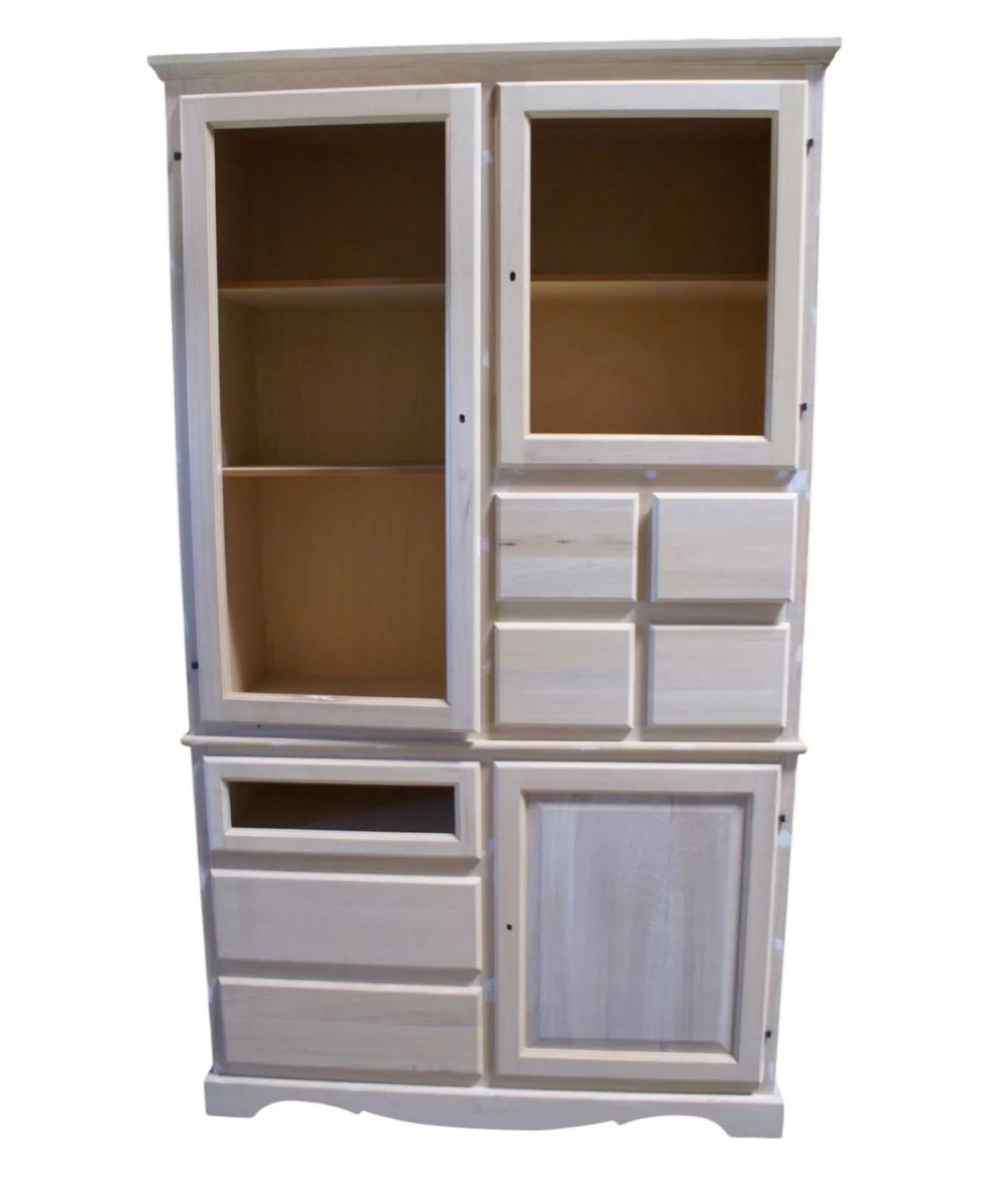 MOBILI 2G -  DISPENSA IN LEGNO 7 CASSETTI 3 PORTE GREZZO L.120 P.52 H.220