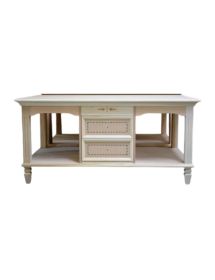 MOBILI 2G - TAVOLINO CLASSICO 2 CASSETTI IN LEGNO GREZZO L.115 P.65 H.55