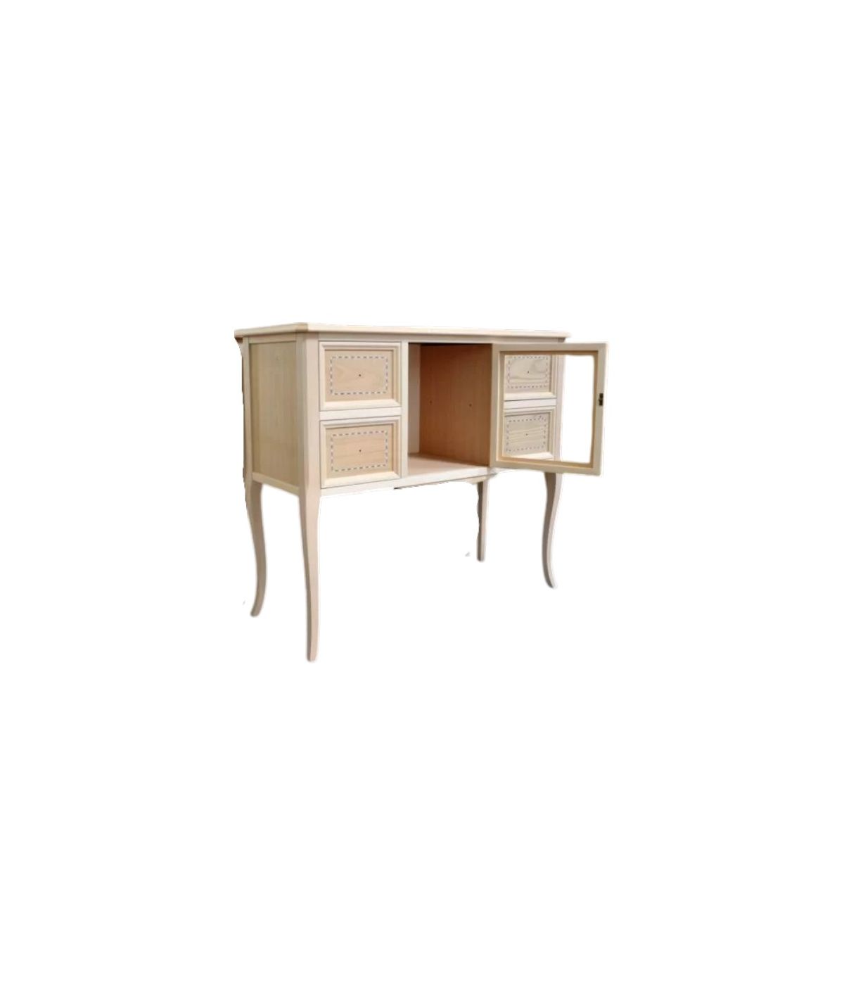MOBILI 2G - CONSOLLE CLASSICA 4 CASSETTI 1 PORTA LEGNO GREZZO L.98 P.40 H.85
