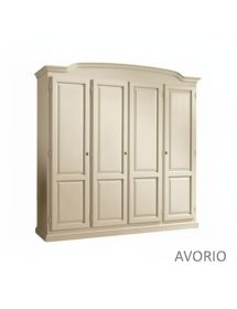 MOBILI 2G - ARMADIO SHABBY 4 PORTE SAGOMATO IN LEGNO VARI COLORI 205x55x197 VISTA FRONTALE
