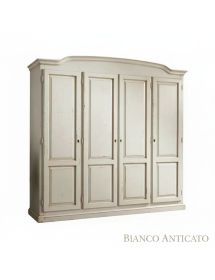 MOBILI 2G - ARMADIO SHABBY 4 PORTE SAGOMATO IN LEGNO VARI COLORI 205x55x197 VISTA FRONTALE