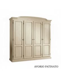 MOBILI 2G - ARMADIO SHABBY 4 PORTE SAGOMATO IN LEGNO VARI COLORI 205x55x197 VISTA FRONTALE