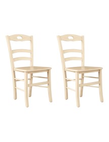 Set 2 sedie shabby legno laccato avorio seduta legno 43x46x89