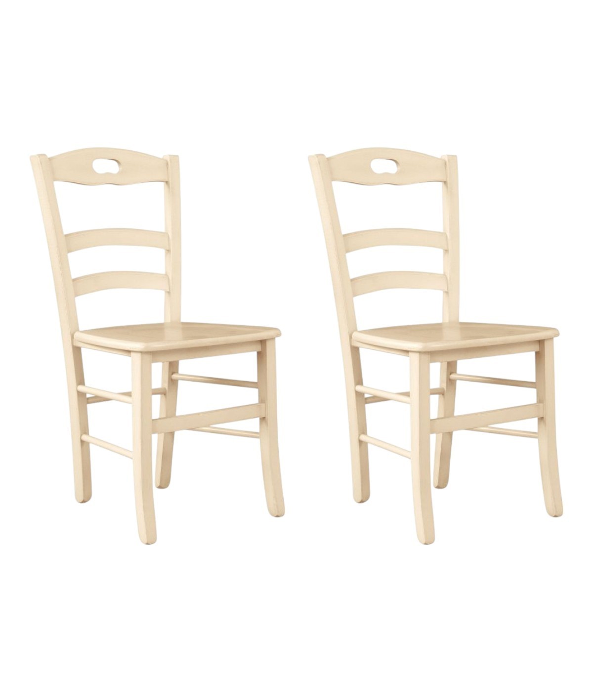 Set 2 sedie shabby legno laccato avorio seduta legno 43x46x89