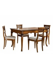 Set tavolo legno allungabile intaglio noce bassano con 4/6 sedie se...