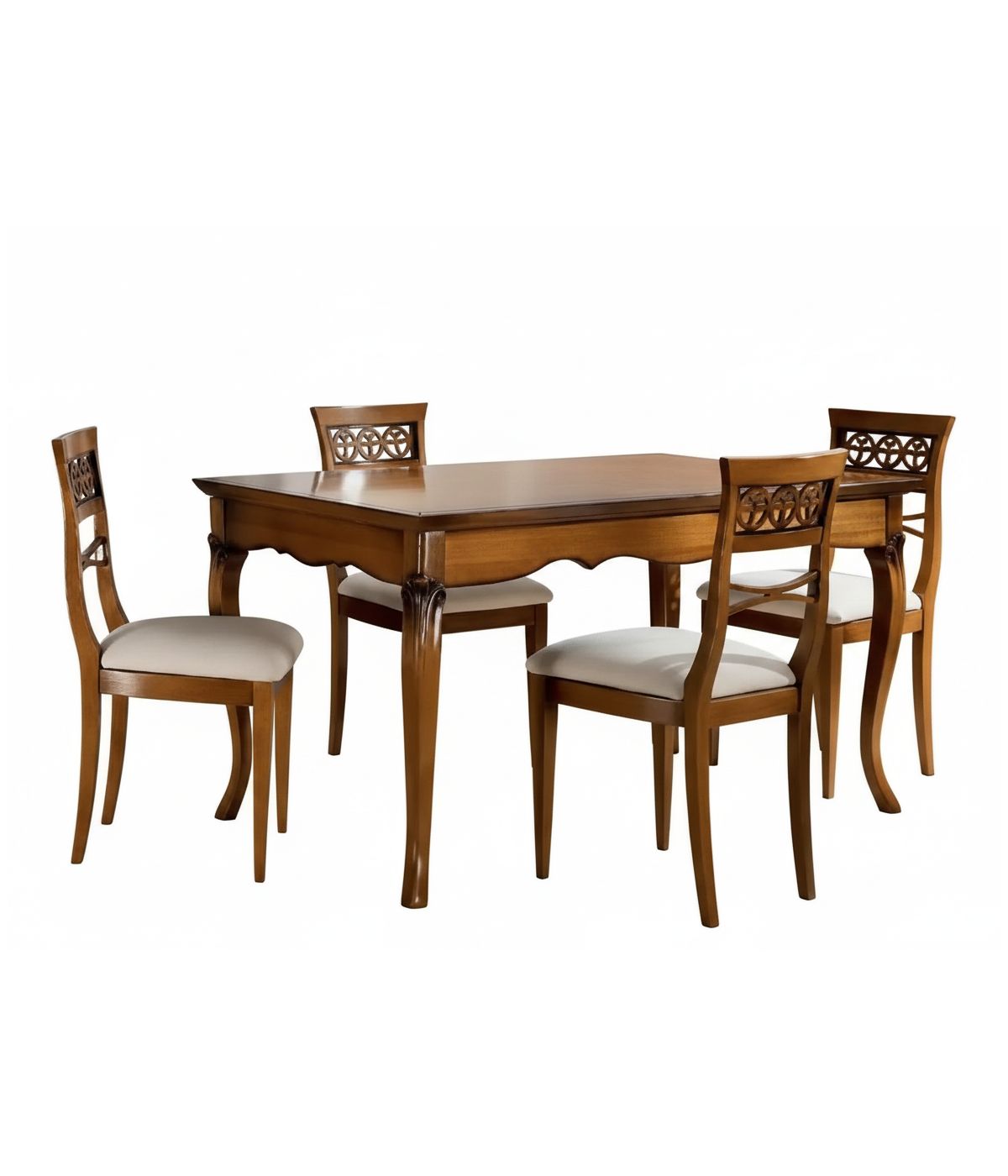 Set tavolo legno allungabile intaglio noce bassano con 4/6 sedie se...