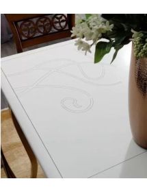 Set tavolo legno allungabile intaglio bianco con 4/6 sedie seduta imbottita