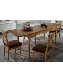 Set tavolo legno allungabile intaglio noce bassano con 4/6 sedie se...