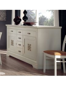 Soggiorno completo classico intagliato legno shabby chic bianco