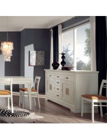 Soggiorno completo classico intagliato legno shabby chic bianco