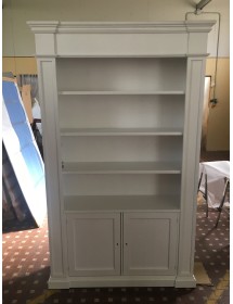 Libreria classica 2 porte 4 vani a giorno 140x40H.220cm bianco opaco VISTA FRONTALE