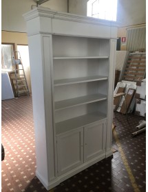 Libreria classica 2 porte 4 vani a giorno 140x40H.220cm bianco opaco VISTA FRONTALE
