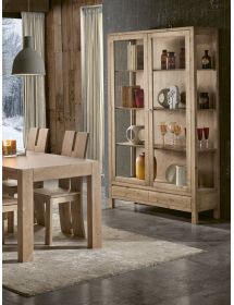 Vetrina 2 porte 1 cassetto legno massello di abete vari colori 125x45x210