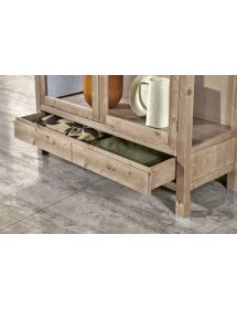 Vetrina 2 porte 1 cassetto legno massello di abete vari colori 125x45x210