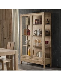 Vetrina 2 porte 1 cassetto legno massello di abete vari colori 125x45x210