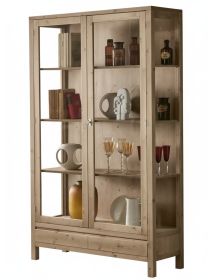 Vetrina 2 porte 1 cassetto legno massello di abete vari colori 125x45x210