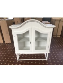 MOBILI 2G - CRISTALLIERA IN LEGNO 4 PORTE BIANCA SHABBY CHIC 104X43X219 VISTA ALZATA