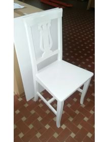 Set 2 sedie a lira legno shabby bianco con seduta legno 43X45X90