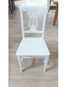 Set 2 sedie a lira legno shabby bianco con seduta legno 43X45X90