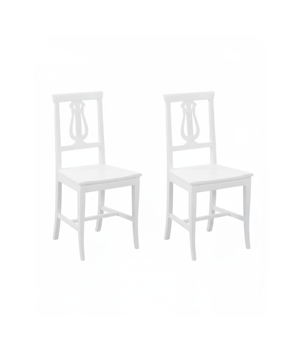 Set 2 sedie a lira legno shabby bianco con seduta legno 43X45X90