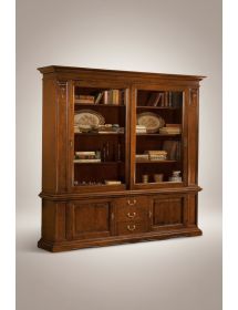 LIBRERIA CRISTALLIERA ANTE SCORREVOLI LEGNO TINTA NOCE  L.212 P.45 H.220
