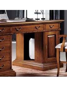 SCRIVANIA PORTA PC 6 CASSETTI LEGNO BASSANO PROFILO FOGLIA ORO 160X80X85