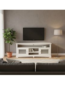 MOBILE PORTA TV GOCCIA 170*46*69H, LEGNO, AVORIO PATINATO ARTE POVERA (349)
