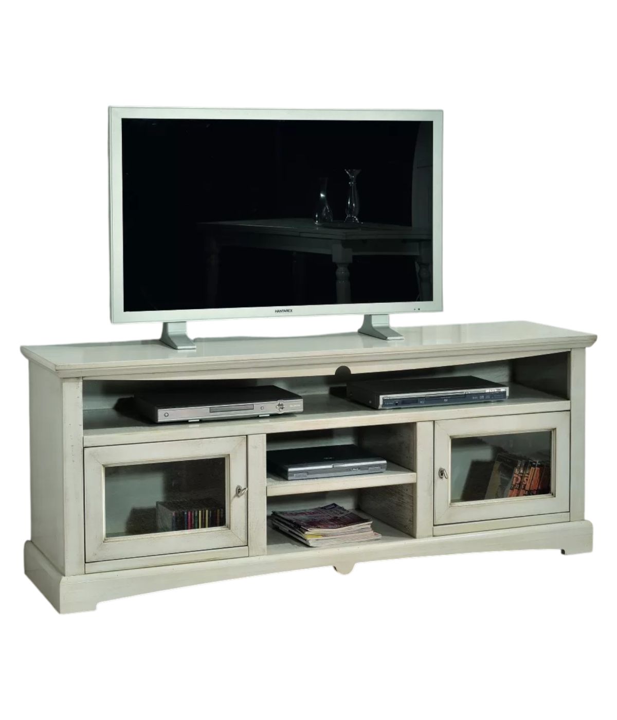 MOBILE PORTA TV GOCCIA LEGNO GRIGIO PATINATO ARTE POVERA 170x46x69