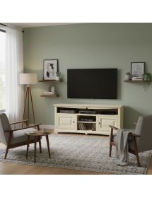 Mobile porta tv goccia legno shabby avorio anticato 170x46x69