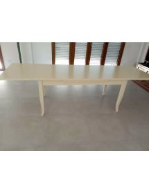 Set tavolo rettangolare avorio 100x70 120x80 140x80 160x85 allungabile con 4/6 sedie seduta paglia