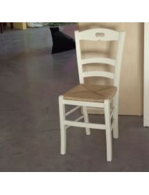 Set tavolo rettangolare avorio 100x70 120x80 140x80 160x85 allungabile con 4/6 sedie seduta paglia