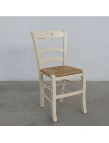 Set tavolo rettangolare avorio 100x70 120x80 140x80 160x85 allungabile con 4/6 sedie seduta paglia
