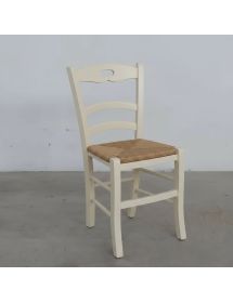 Set 2 sedie shabby legno avorio seduta paglia 40x44x88