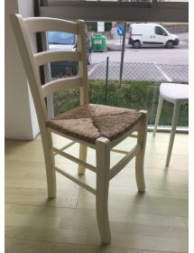Set 2 sedie shabby legno avorio seduta paglia 40x44x88