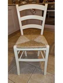 Set 2 sedie shabby legno avorio seduta paglia 40x44x88