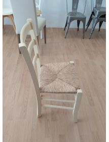 Set 2 sedie shabby legno avorio seduta paglia 40x44x88