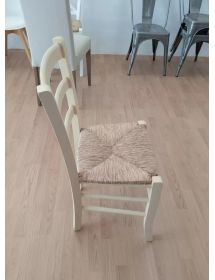 Set tavolo rettangolare avorio 100x70 120x80 140x80 160x85 allungabile con 4/6 sedie seduta paglia
