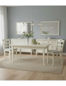 Set tavolo rettangolare avorio 100x70 120x80 140x80 160x85 allungabile con 4/6 sedie seduta legno