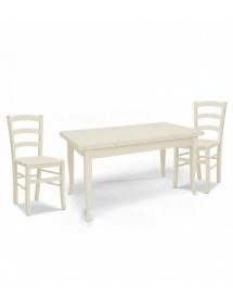Set tavolo rettangolare avorio 100x70 120x80 140x80 160x85 allungabile con 4/6 sedie seduta legno