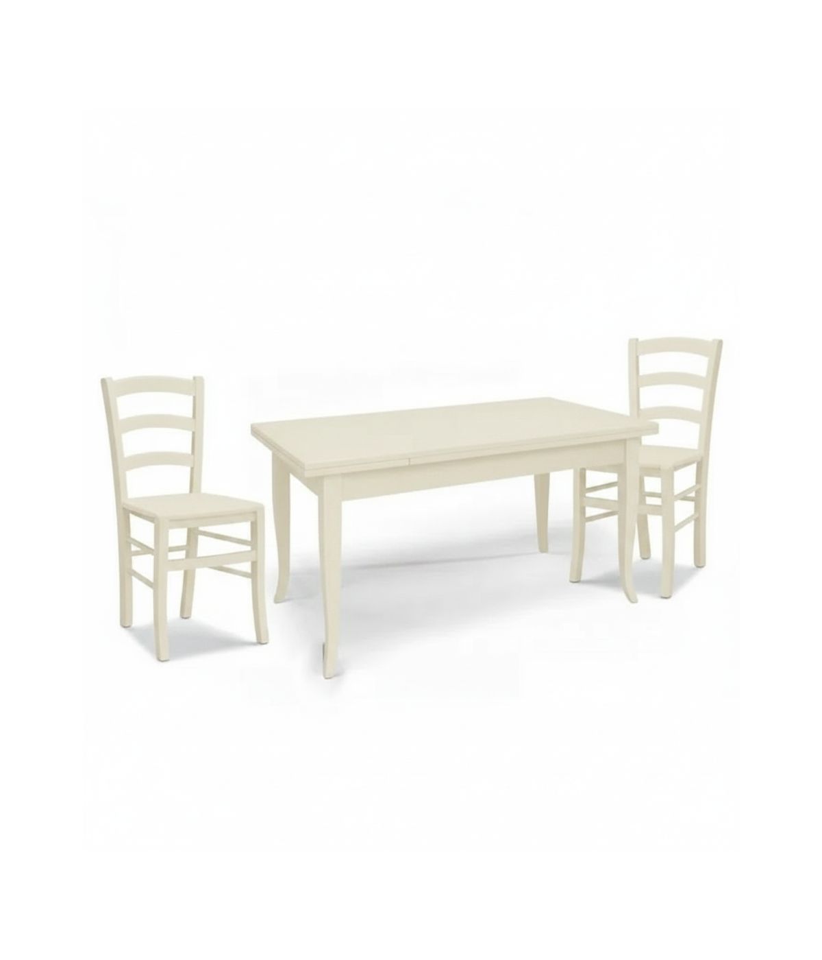Set tavolo rettangolare avorio 100x70 120x80 140x80 160x85 allungabile con 4/6 sedie seduta legno
